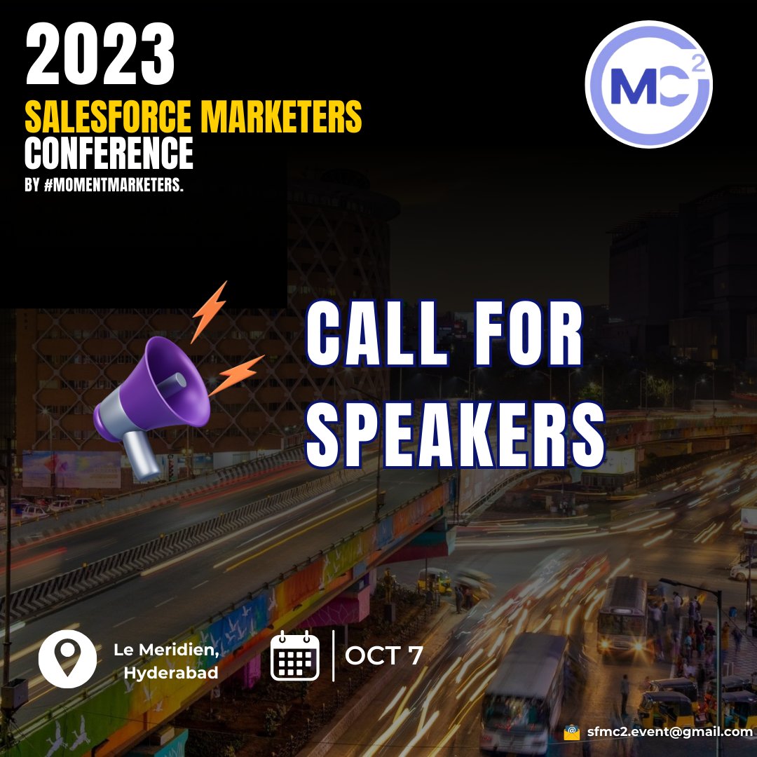 🎤 Call for Speakers🚀 📢Are you a marketing maven with insights, strategies, or success stories involving Marketing Cloud? We want to hear from you! This is your chance to showcase your expertise, connect with a vibrant audience & contribute to the Marketing Cloud community