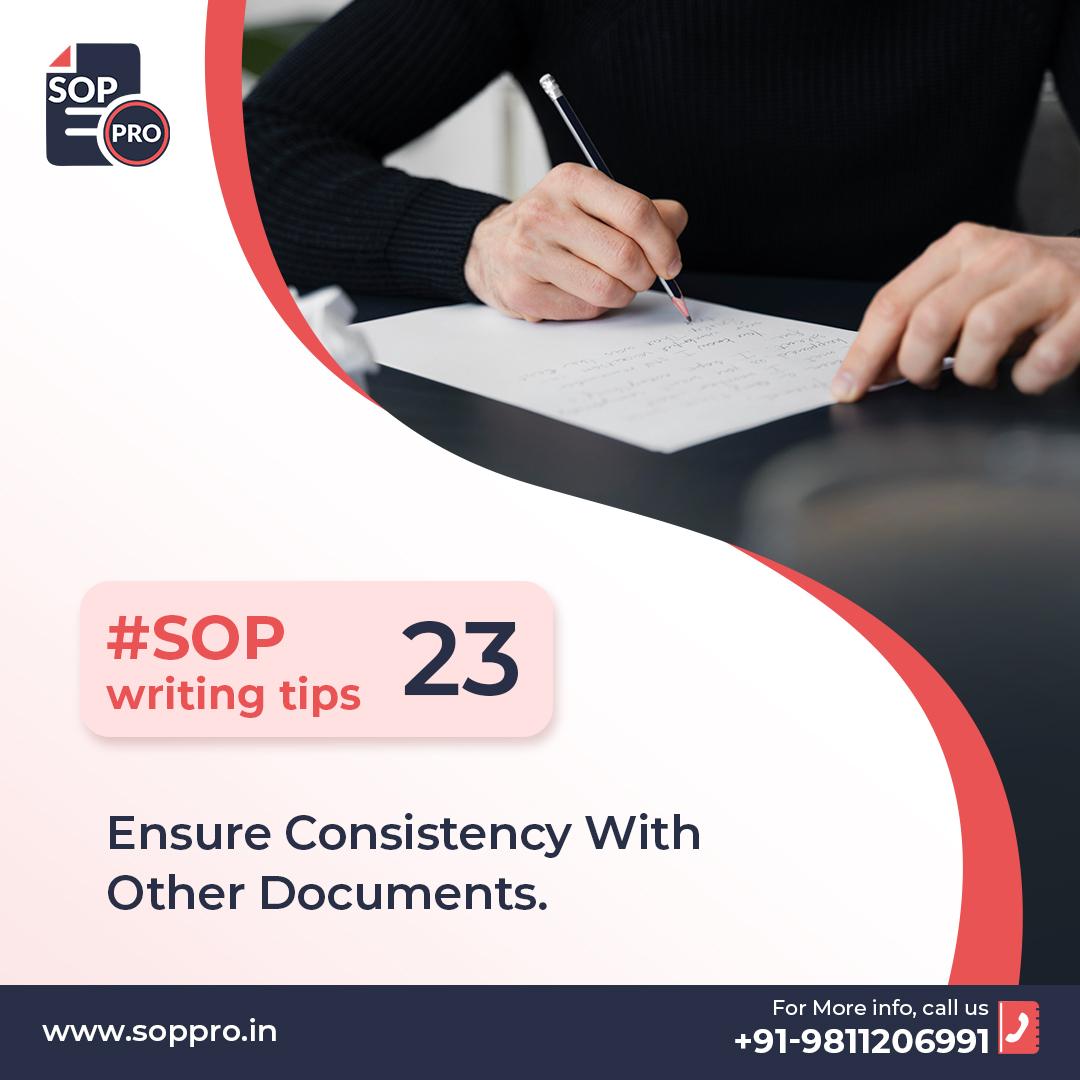 sop_pro's tweet photo. SOP Writing Tip-23:
Ensure consistency with other  documents.
#sopwriting #sophelp #sopwritingservices #sopwritinghelp #sop #statementofpurpose
#sopwritingtips https://t.co/NggYc9VPwO