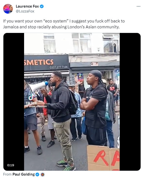 GB “News” presenter tweets that a Black man should “f*** off back to Jamaica”, and returns to work like nothing happened. This is the bastardisation of British journalism and media. And the re-normalisation of racism. Shocked the former head of Sky News condemned the ad boycott.