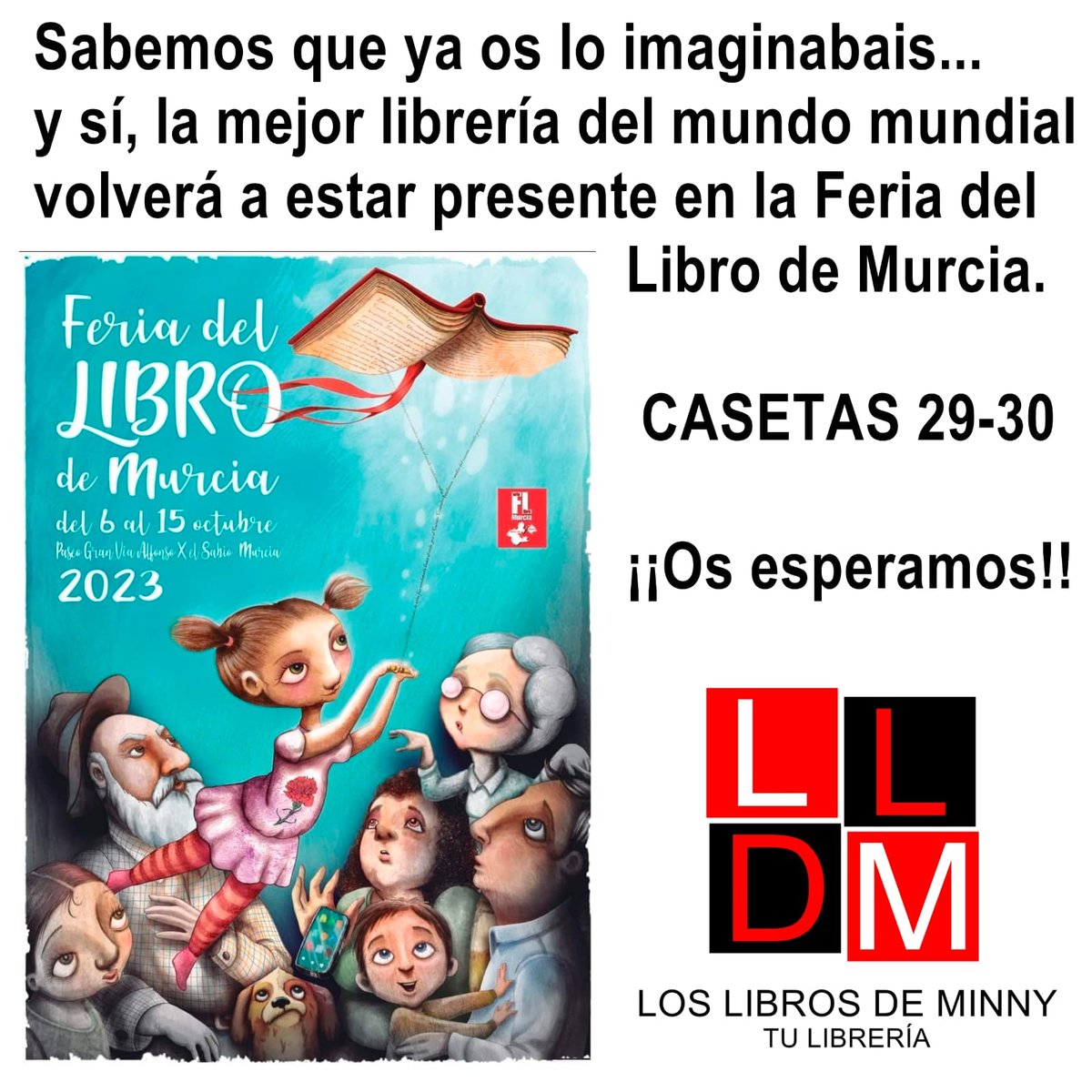 #BuenosDias... y siiii, este año volveremos a una de nuestras Ferias del Libro preferida 😉. Si estáis en Murcia, tenéis que pasaros a conocernos 🥰   Qué poquito queda !! #FLMurcia23 #LibreriaLosLibrosDeMinny
