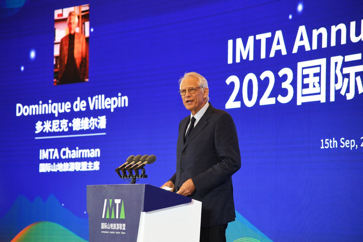iloveguizhou's tweet photo. With the commitment to sustainable development, @IMTAOFFICIAL will further collaborate with #Guizhou in high-quality #tourism, said @Villepin, IMTA chairman during the ongoing Intl Conference of Mountain Tourism and Outdoor Sports 2023. #GuizhouUpdates #MTOS2023 https://t.co/lJRTVfCRQb