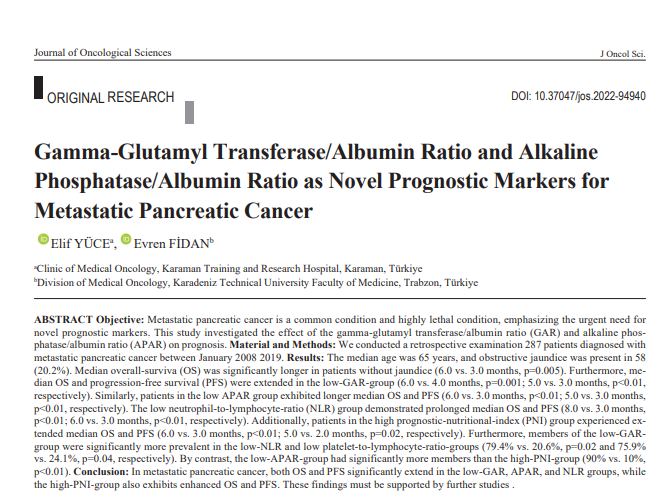 OfOncological's tweet photo. 📢ARTICLE IN PRESS

Gamma-Glutamyl Transferase/Albumin Ratio and Alkaline Phosphatase/Albumin Ratio as Novel Prognostic Markers for Metastatic Pancreatic Cancer

https://t.co/jkPO6bHElR https://t.co/AA9qsz5aLV