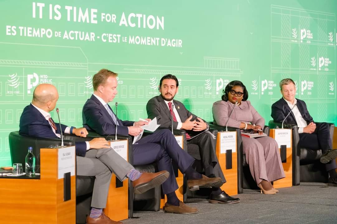 KeisalPeters's tweet photo. I was honoured to participate in @wto's Public Forum discussion:“Forging Trade for a Sustainable Future.” I noted inter alia that climate change is an existential threat to Small Island Developing States; New &amp; green technologies require financing.
#WTOPublicForum
#SVGWasThere 🇻🇨 https://t.co/o4hCMgNboC
