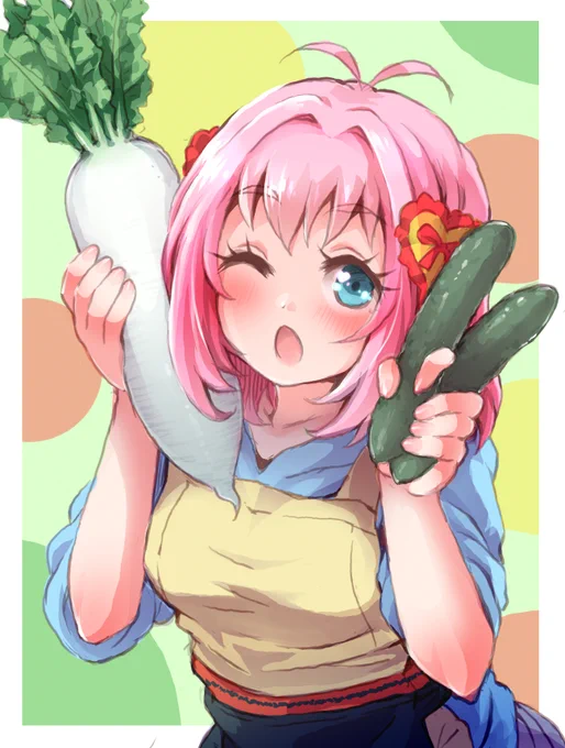 きゅうりさんが好きだおでも大根さんはもーっと好きだおの落書き 
