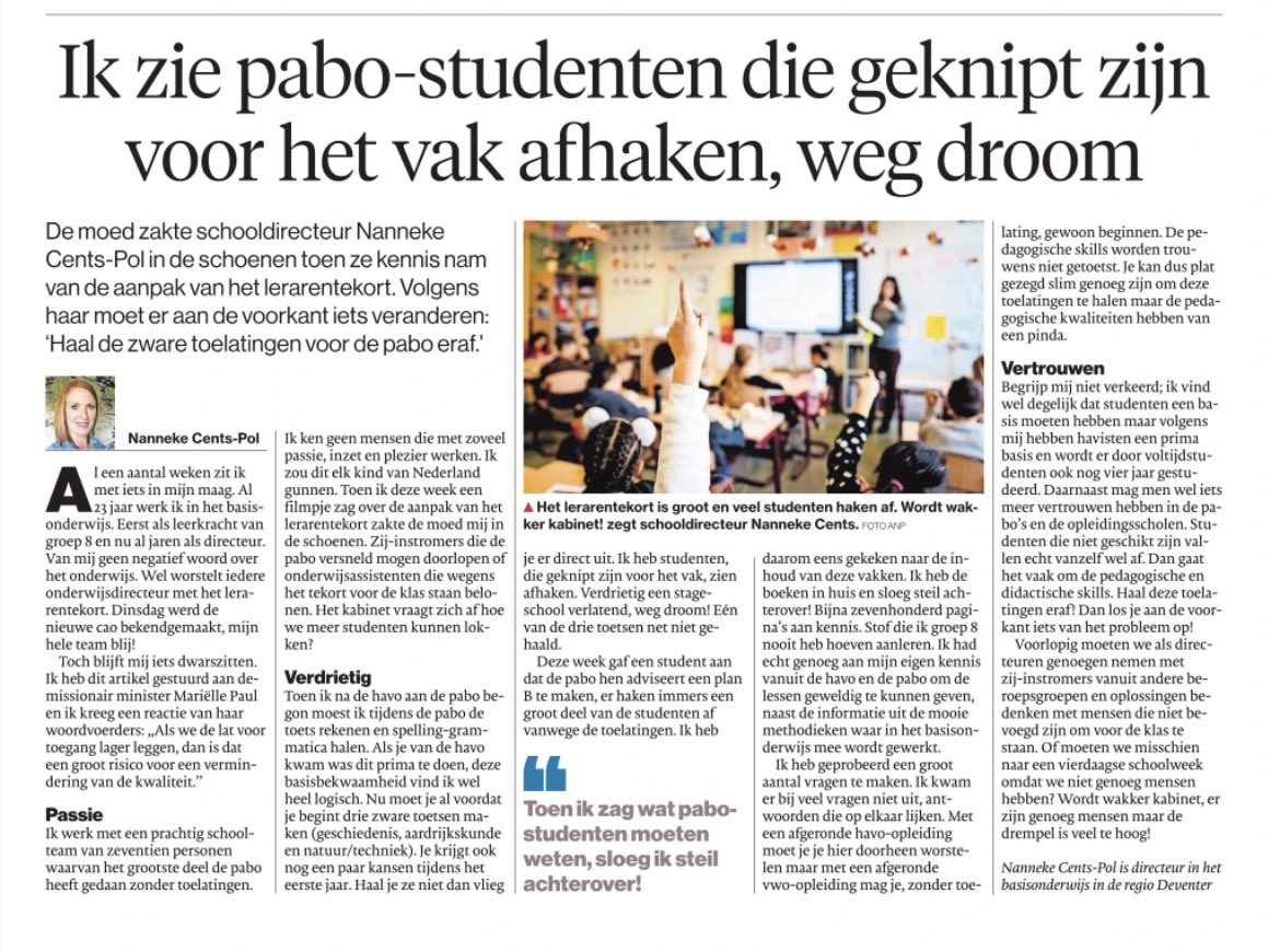 En ook dit artikel staat vandaag in @destentor