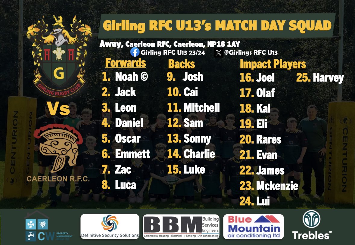 GrilingRFCu13's tweet photo. Our team to travel to Caerleon tomorrow 🏉 https://t.co/6oNfYFR0rs