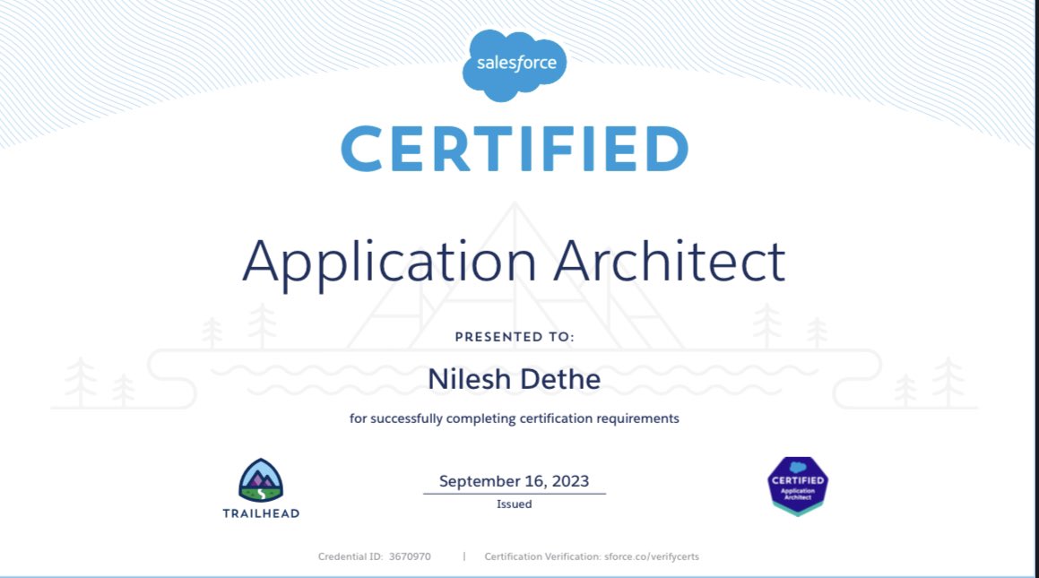 nileshdetheSF's tweet photo. Decided to take long due Salesforce Certification Exam today with a day preparation, reminding myself of the Engineering days. So happ with end result….. 

Belated Happy Engineers Day !!

#SalesforceCertifiedSharingAndVisibilityArchitect #SalesforceCertifiedApplicationArchitect https://t.co/BlNpeAjqK0