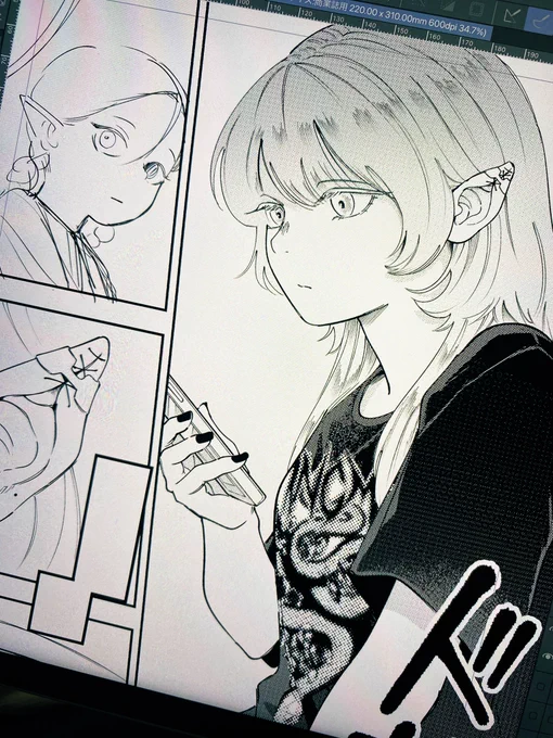 存在しないバンドT描くのに小1時間かかった(結局素材つかった🐍) 