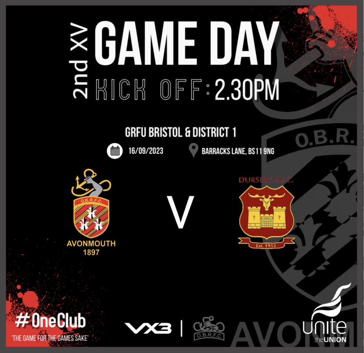 AvonmouthOBRFC's tweet image. 🔊It's Game Day!!!🔊

Avonmouth Old Boys 2nd XV
Vs @Dursleyrugby (H)
📆 16th SEPT 
⏰ KO: 2.30pm
📍 BS11 9NG
🏆 GRFU Bristol &amp;amp; District 1

#COTM ⚫️🔴⚫️

@swsportsnews @GRFUrugby