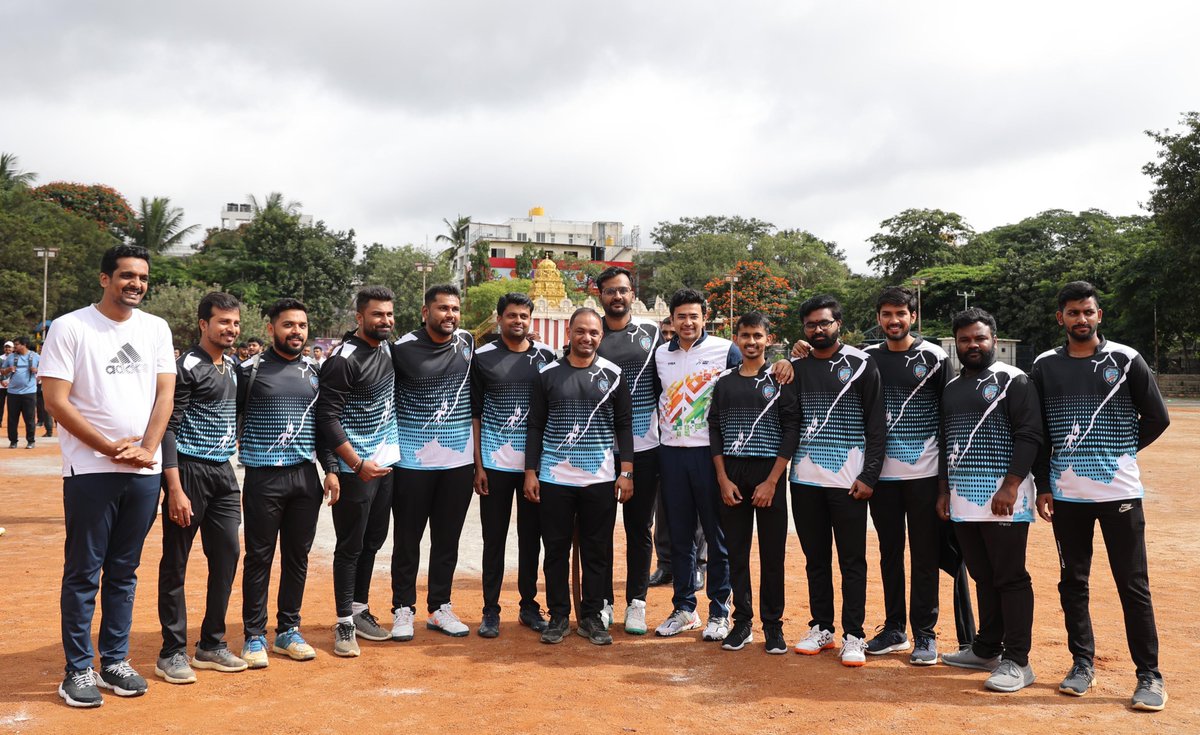 Tejasvi_Surya's tweet photo. Also sending out a huge shout out to all the 850+ athletes participating in the Modi Cricket Cup 2023 &amp; other sports enthusiasts for being ambassadors to the Fit India Movement.

Urge everyone to take up any active routine to stay fit &amp; stay healthy. https://t.co/wF5JXwdm7d