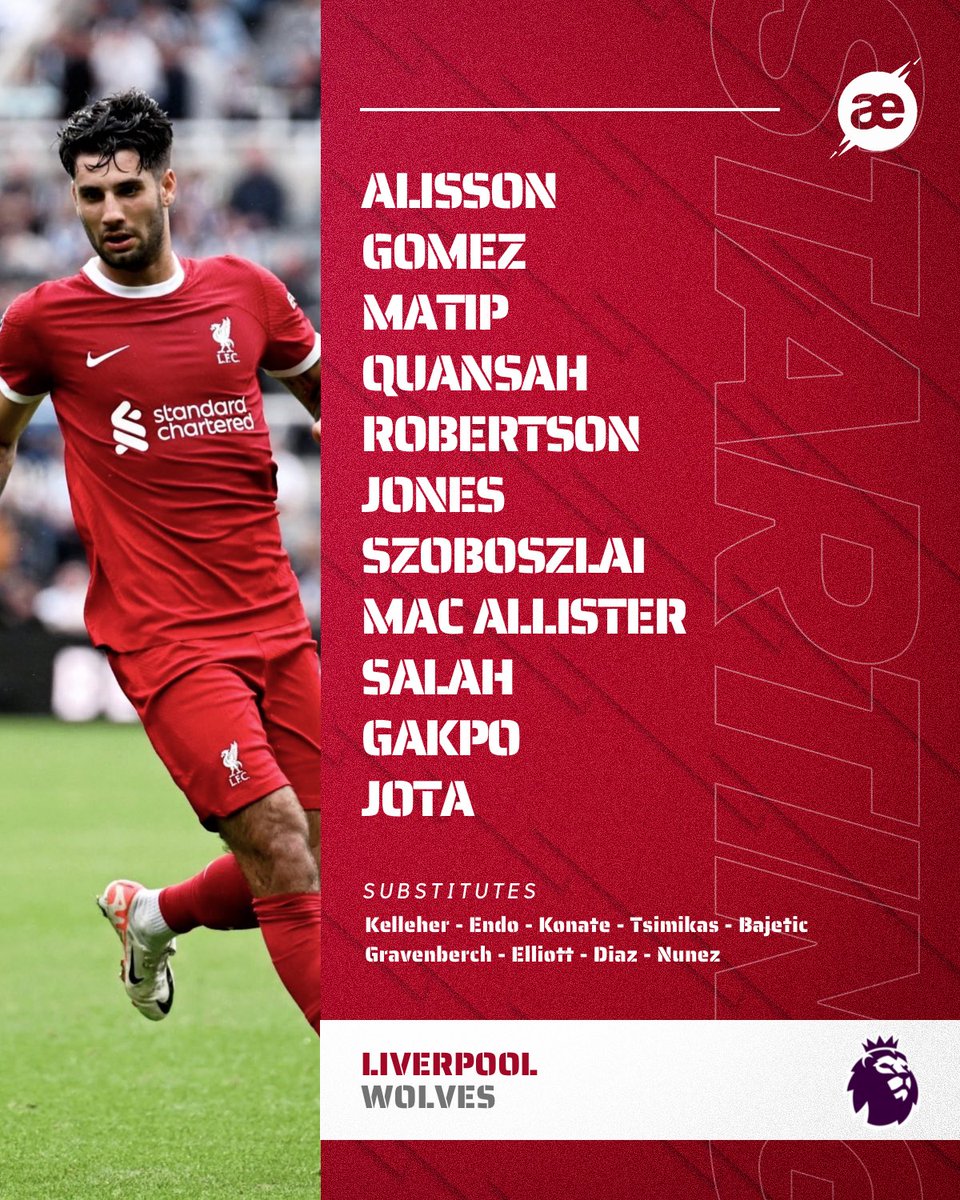 📋 — #LFC Starting XI and Subs to take on <a href="/Wolves/">Wolves</a> this afternoon. 

🔴⚪️ #WOLLIV | @PremierLeague