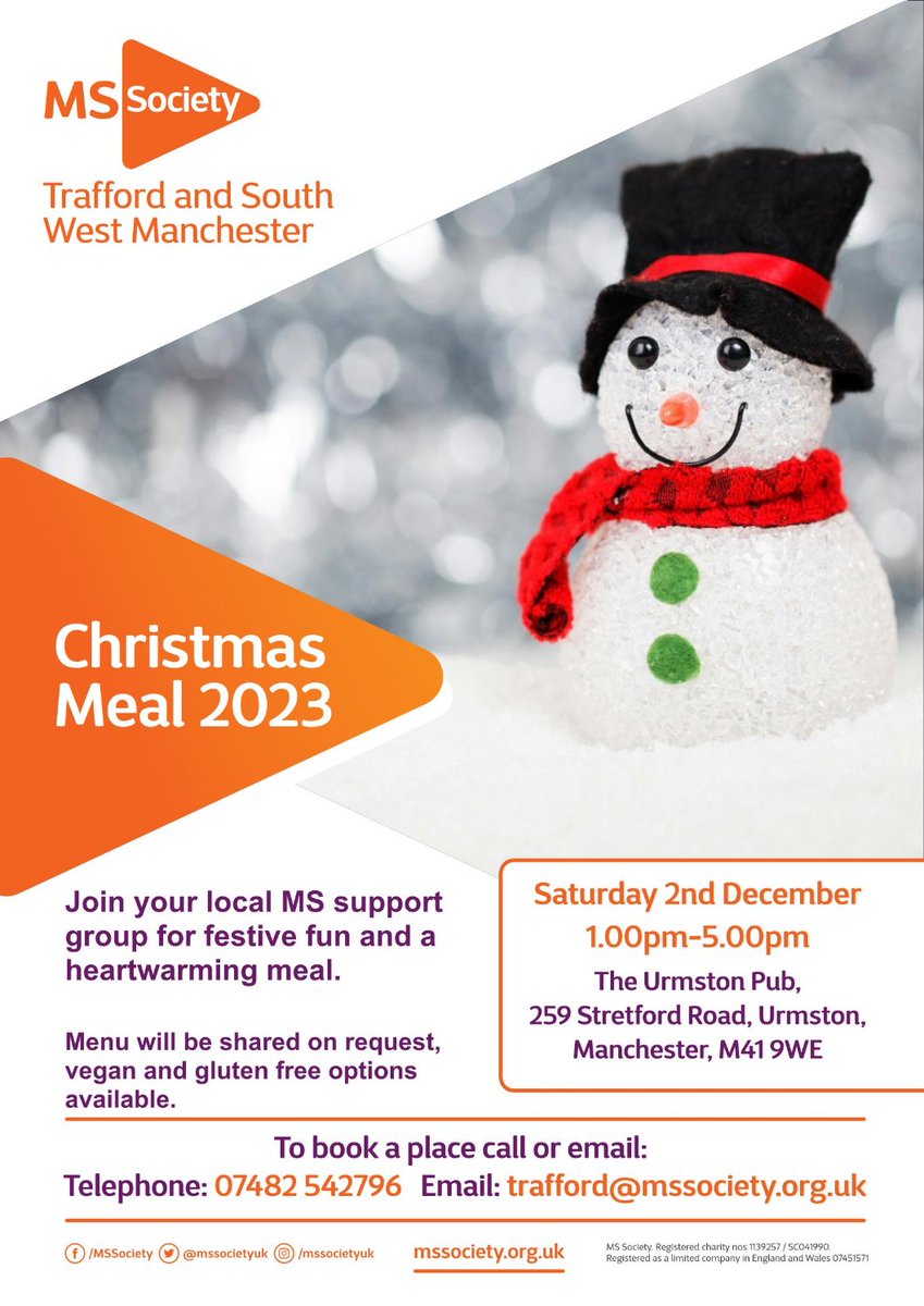 Our Christmas meal for Trafford and South West Manchester. Date for your diary !
