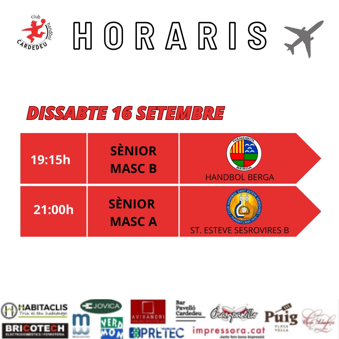 Horaris dels partits d’aquest primer cap de setmana de lliga!