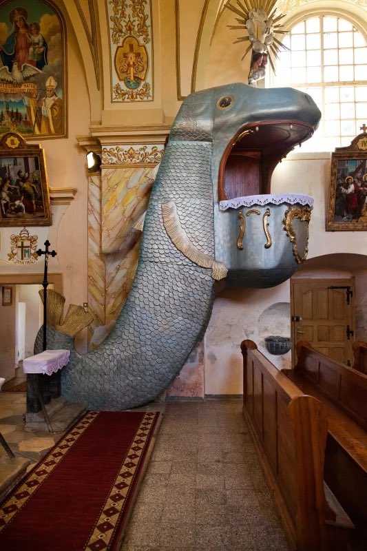 I finally have an excuse to post the photo of this #baroque pulpit from a church in a village in Lower Silesia, Poland.