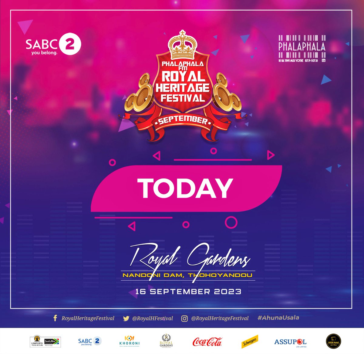 AssupolLife's tweet photo. The day has arrived, all roads lead to @RoyalHFestival
See you there!🥳🎉

#KhaRiyeNandoni #Giyani #RoyalHFestival #Assupol #YourStorylsOurStory #AssupolLife
#PhalaphalaFM https://t.co/uOdL8RVmjn