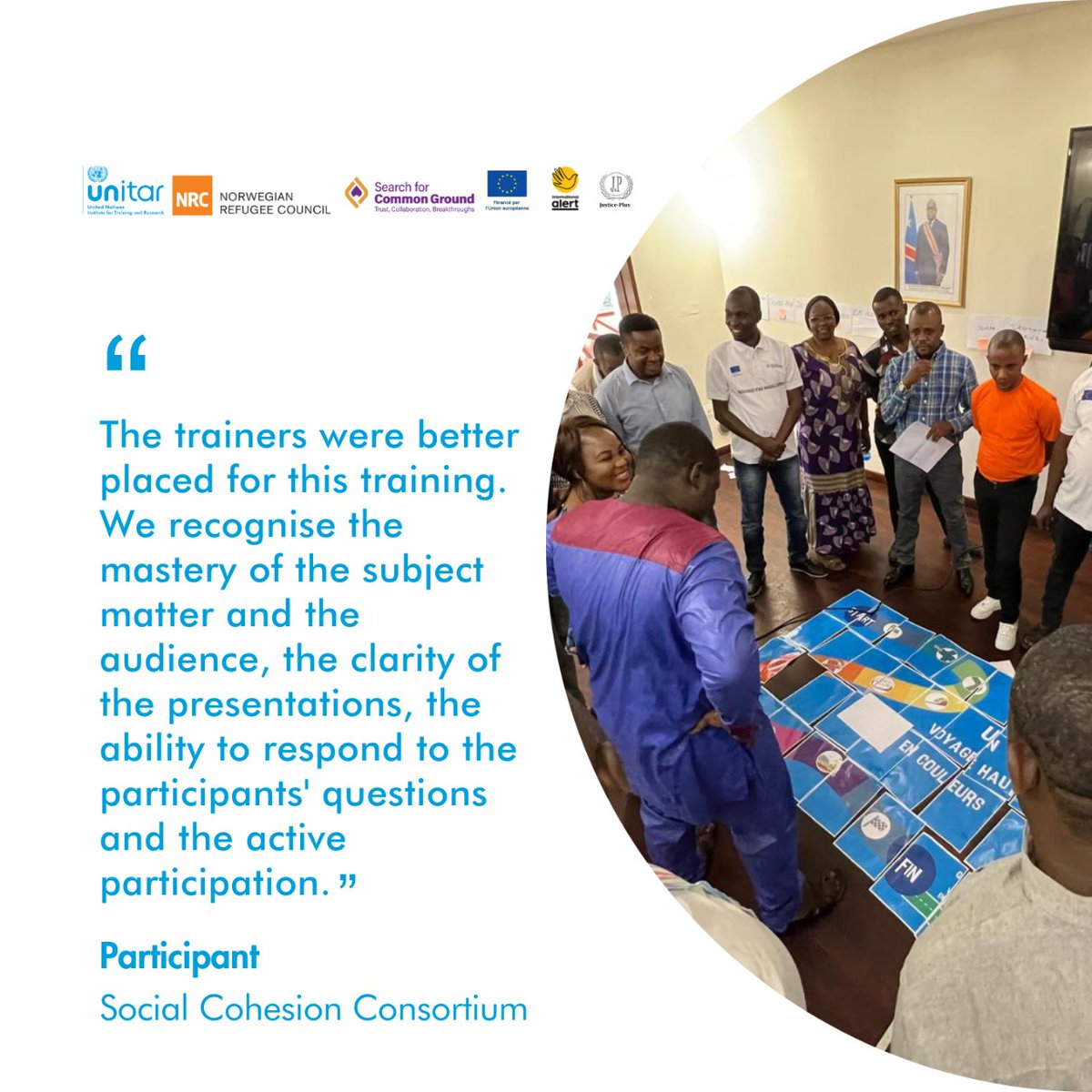 UNITAR's tweet photo. @NRC_Norway @intalert @SFCG_ We are excited for the future of the partnership!

Thank you to our partners @norwegian-refugee-council, @international-alert, @search-for-common-ground and #JusticePlus. https://t.co/Yi8uMltYam