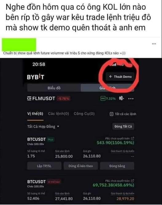 quynhgalaxy1's tweet image. Các ông các bà follow thánh futures, bậc thầy trading thì cẩn thận nhé.

Chỉ cần photoshop nhẹ là ra y như thật thôi.

Futures chỉ còn cái nịt, vừa mất ăn mất ngủ vừa mất tiền.

#tradingdemo #binancedemo #bybitdemo #Binance  #Bybit