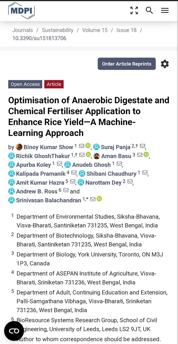 Apurba_kole's tweet photo. Turning biogas digestates into a farming game-changer! 🌱 Our research supercharges rice yields with eco-friendly digestate and fertilizers. 🌾 Sustainable farming, reimagined. 
Published in @Sus_MDPI
 #AgricultureInnovation #GreenFertilizers https://t.co/sxnmoHWNLd