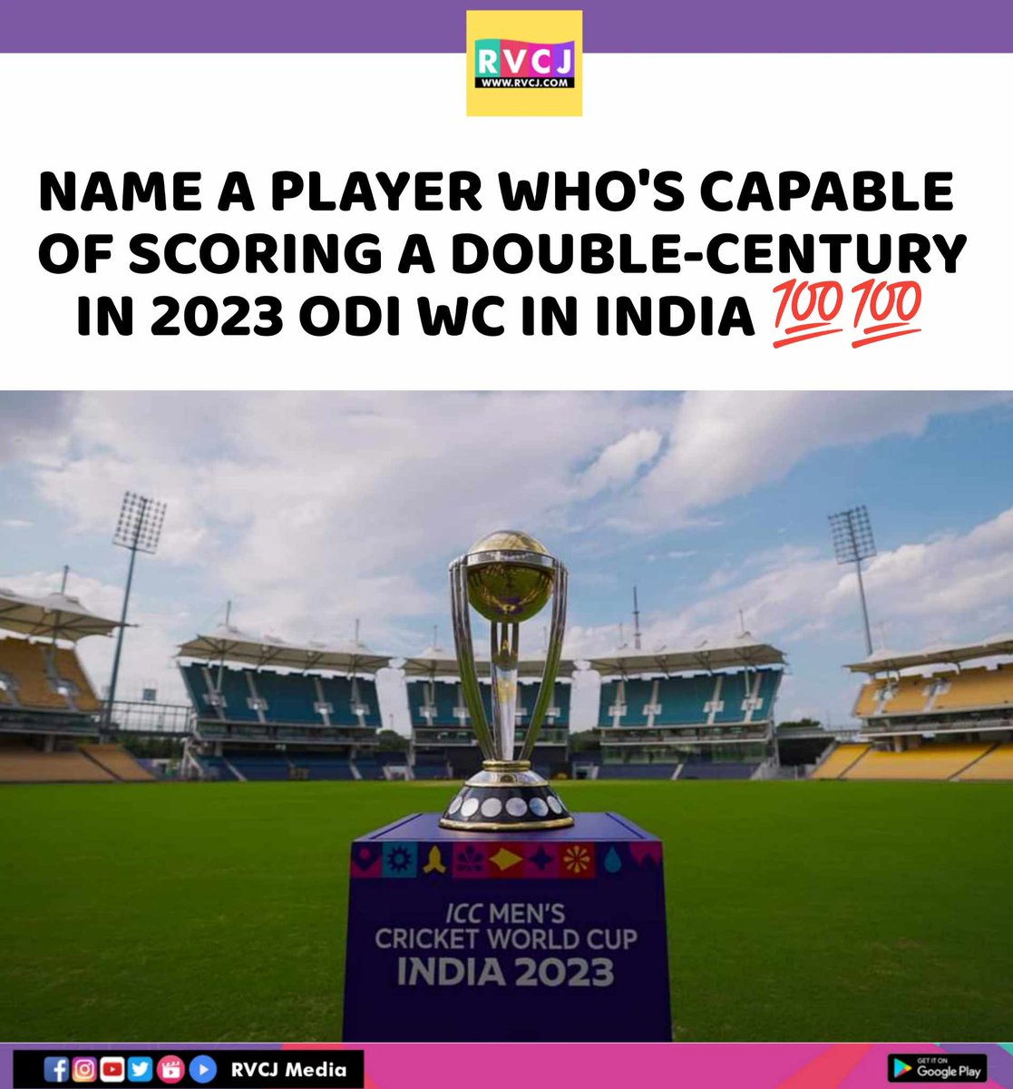 RVCJ_FB's tweet photo. Who will be going to score Double-Century in 2023 ODI Cricket World Cup.?? 💯 💯 https://t.co/yDEl7uDe9v