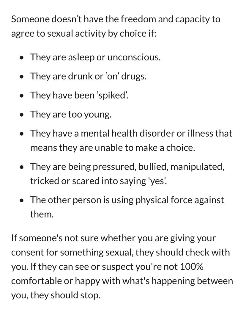 Feeling absolutely furious this morning. I’m sure the things I’ve heard about are the tip of the iceberg, but just a reminder that if you have coerced someone into sex, THAT IS NOT CONSENSUAL. This is from the Rape Crisis website: