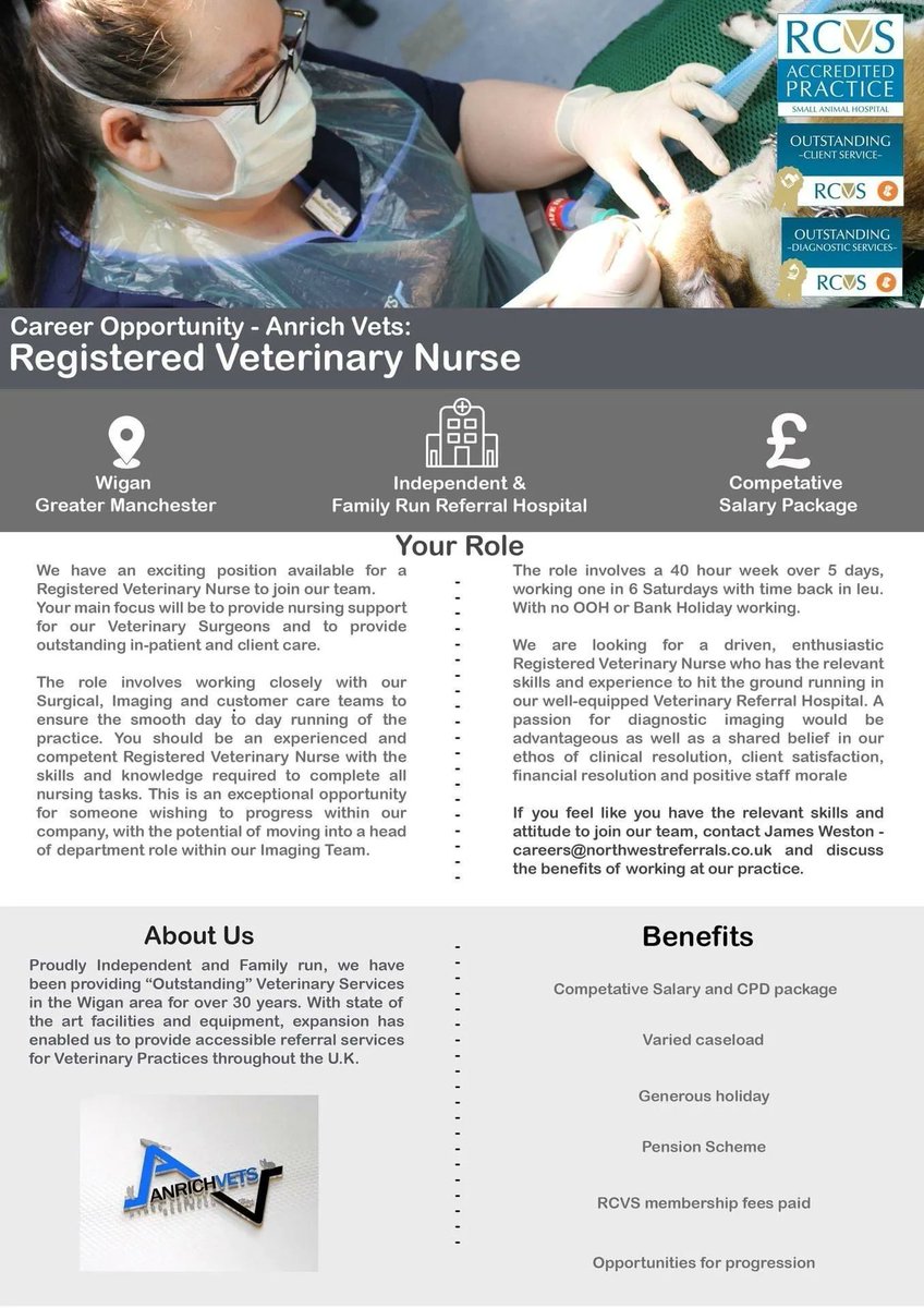We are looking for a general RVN to add to our growing independent team. The role may be varied and could suit your individual needs. For more details see our website: buff.ly/3jpZp9z