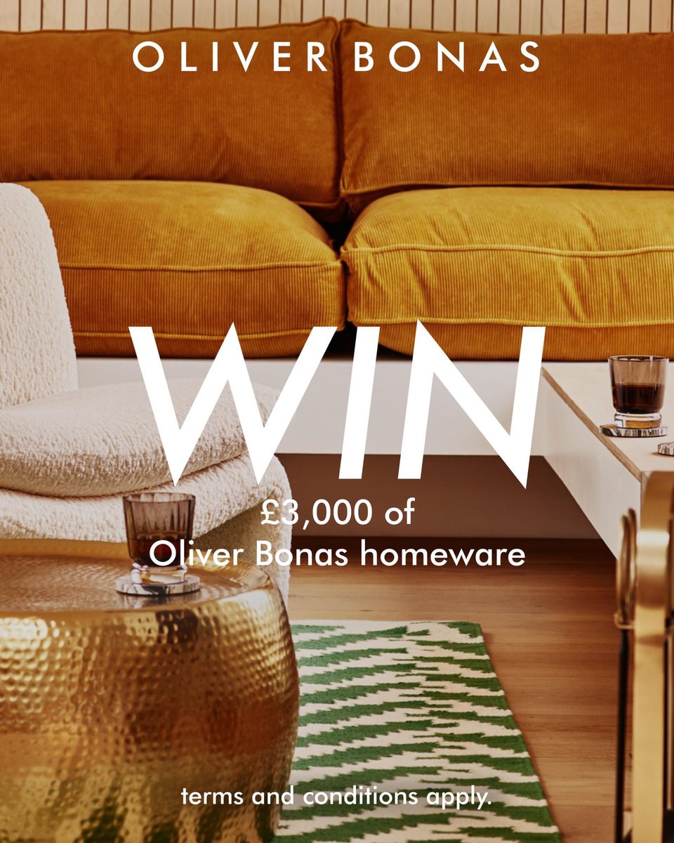 COMPETITION TIME! 

Win £3,000 Of Oliver Bonas Homeware. Plus, interior styling advice from our in-house OB experts to celebrate OB turning 30.

ENTER NOW by clicking the link below &amp; tag your homeware-obsessed friends. cur.lt/e479xwwlz