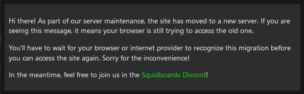 Squidboards's tweet photo. And we're done! It may take a little while for the changes to propagate to your internet or DNS provider.

If you see this message, you'll just have to wait a bit for your DNS to update.

Happy browsing! https://t.co/phd2D1KPUT