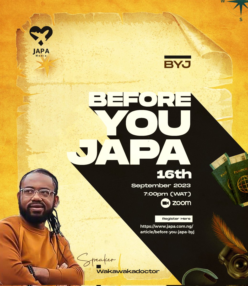 JapaNigeria's tweet photo. Happening Today!!!

Topic: HOW TO PREPARE A STRONG APPLICATION PACKAGE FOR THE UK, USA, AND CANADA

https://t.co/f3YsfDwbT0

Come and learn from the best in the Industry!

Date: 16th September 2023
Time: 7 pm Venue: Zoom
Registration is free!!!
Be there!!!

#japa https://t.co/qi63GiZ0xv