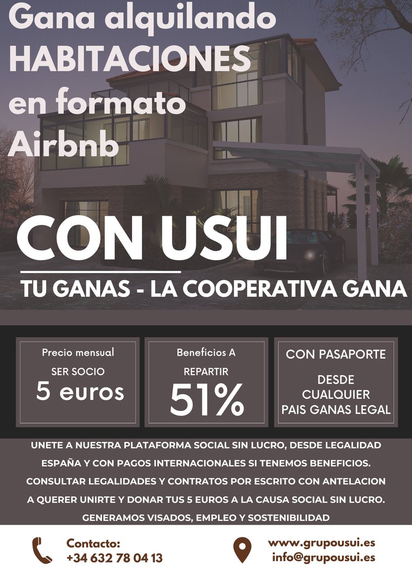 ongusui's tweet photo. Pierde el miedo a unirte a nuestro proyecto de mentoría sin lucro en Airnbnb #ongusui.
Como todo en la vida, el que no sabe es como el que no ve. Quieres saber mas?... únete gratis a nuestro proyecto y te hablamos mas profesionalmente. 
https://t.co/NLIEaxeWld https://t.co/lKaIeZhbL6