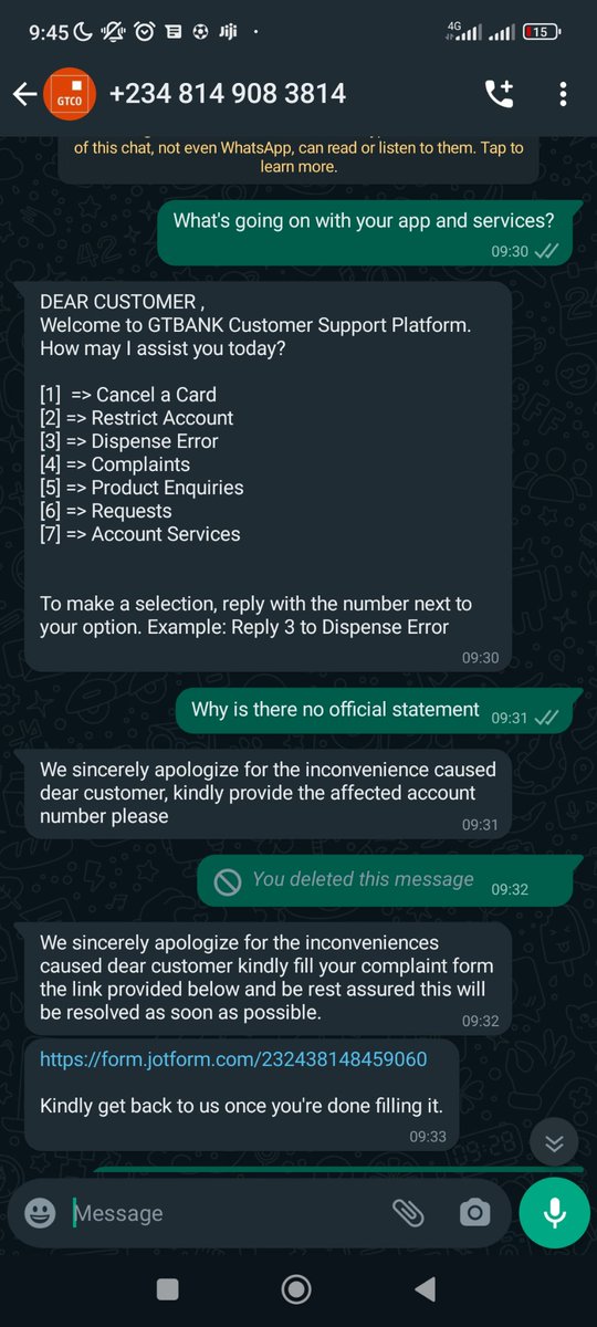 EngrOnuk's tweet photo. @gtbank @gtbank_help see what your downtime has caused. Miscreants now trying to scam customers in the name of help. https://t.co/2grxeFYWVW