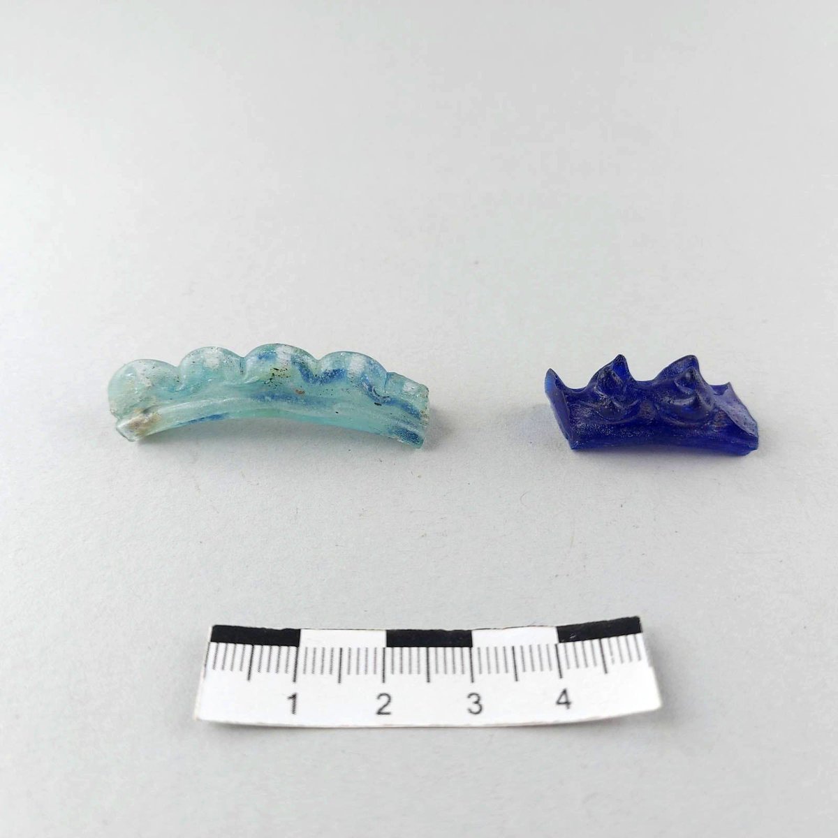 Time‘s flying a bit too fast at the moment, so for a late #FindsFriday here are some lovely fragments of Latène glass jewellery from one of our current sites. Colouring &amp; clouding were achieved with special additives such as iron, copper, cobalt, manganese, antimony, lead &amp; tin.
