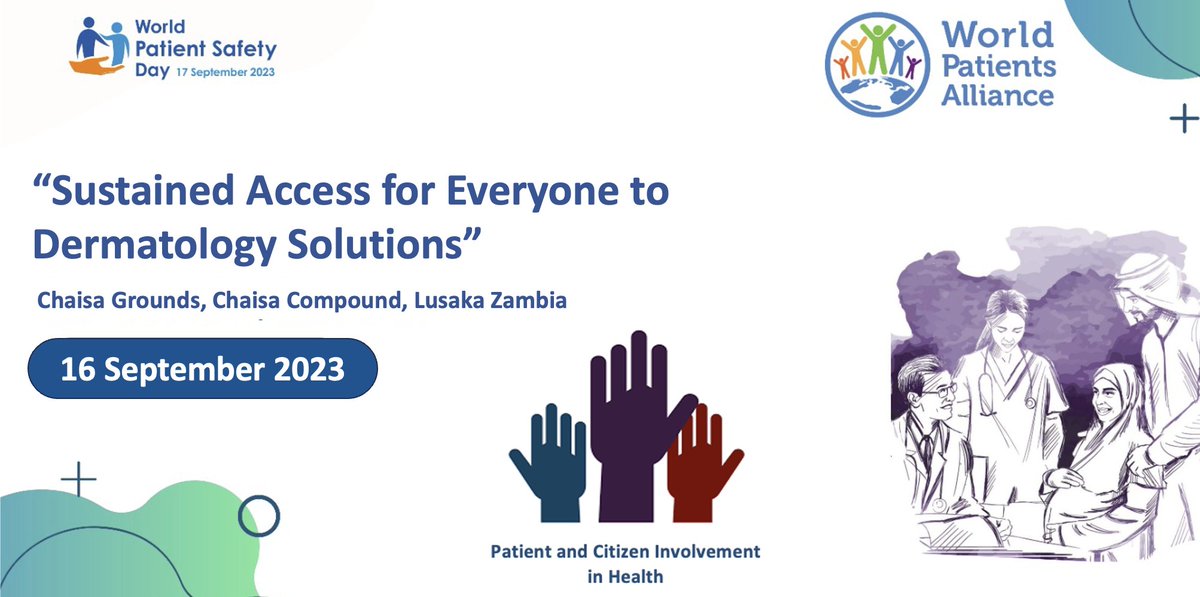🌍 Join us in celebrating World Patient Safety Day 2023! 🏥

✨ Let's unite with the global patient community to make healthcare safer for all. 🤝 

✨ See you at the WPA-collaborated event of our member organization <a href="/PCInvHealth/">PCI Health</a> , in #Zambia.

<a href="/who/">World Health Organization (WHO)</a>