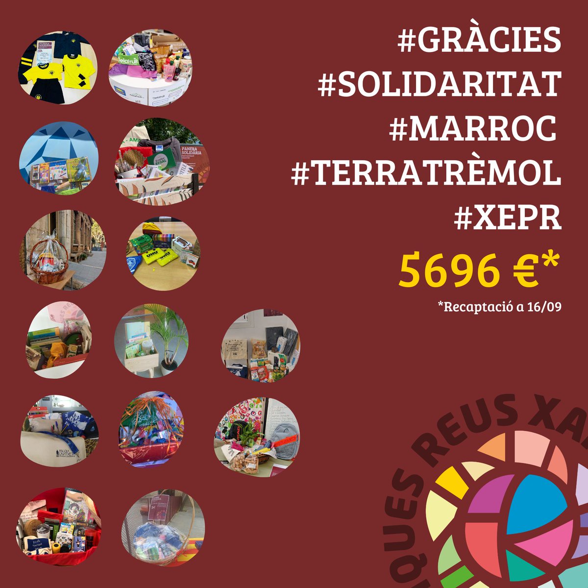 Xarxa Escoles Públiques Reus (@reusxarxa) on Twitter photo La "Rifa de Paneres" de la <a href="/ReusXarxa/">Xarxa Escoles Públiques Reus</a> ha superat les expectatives i ha aconseguit recaptar vora 6.000 euros.
Aquests fons seran destinats íntegrament a la campanya d'emergència del <a href="/FonsCatala/">FonsCatalàCooperació</a>.
5.696 #GRÀCIES a tothom que ha contribuït a aquesta causa solidària.
#XEPR La "Rifa de Paneres" de la <a href="/ReusXarxa/">Xarxa Escoles Públiques Reus</a> ha superat les expectatives i ha aconseguit recaptar vora 6.000 euros.
Aquests fons seran destinats íntegrament a la campanya d'emergència del <a href="/FonsCatala/">FonsCatalàCooperació</a>.
5.696 #GRÀCIES a tothom que ha contribuït a aquesta causa solidària.
#XEPR