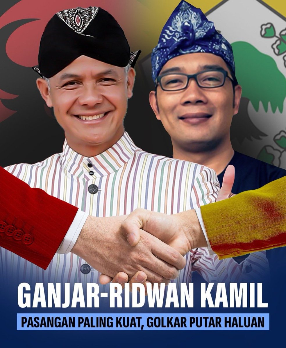 Ganjar-RK ane rasa pasangan yg bisa saling menguatkan..
Krena basis pendukungnya berbeda
Golkar sndiri musti rasional sbage salah satu partai dgn mesin politik besar kalo punya kader potensial ngapain jugak kgak didukung sbage Cawapres..