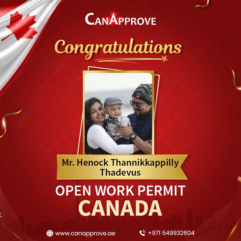 CanApproveDubai's tweet image. Congratulating Mr. Henock Thannikkappilly Thadevus on the successful acquisition of his Open Work Permit in Canada. We&apos;re glad to be a part of your Canada Migration journey Henock.

All the best for your future endeavors!

#canadaimmigration #canadapr #openworkpermit #Canapprove