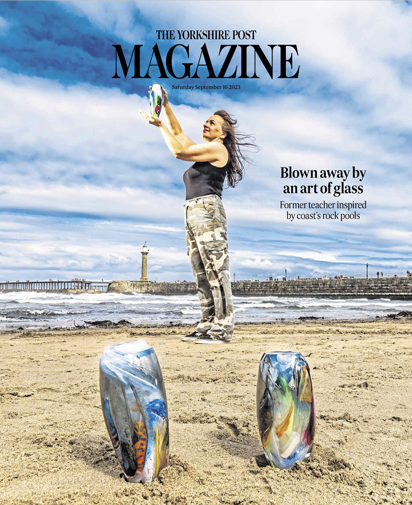 snapperjim's tweet photo. This #Weekends #YorkshirePost #Magazine cover #image of #Whitby #Glassblower Jo Kenny who has been awarded an #Arts #Council #England @ace_national grant for her 'What Lies Beneath' project - working with #Scottish #master #glassmaker Gordon Taylor see more online @yorkshirepost https://t.co/LWSConFsrM