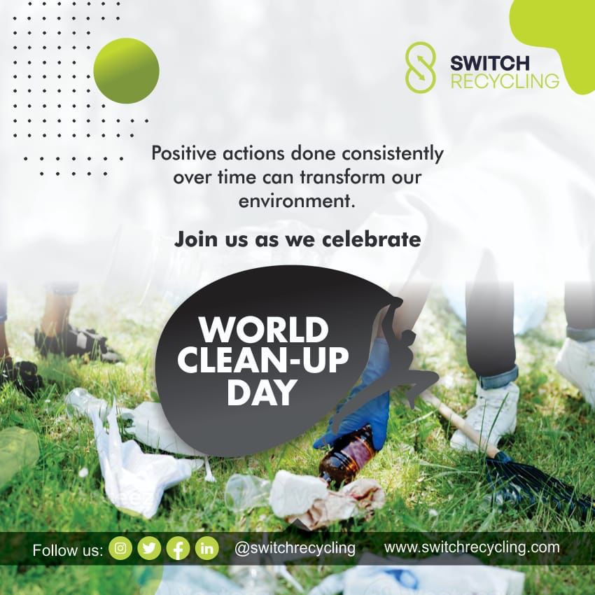switchrecycling's tweet photo. At Switch Recycling, we celebrate World Clean Up Day, advocating for positive attitudinal change in our environment.
#worldcleanupday  #plasticwastesolutions  #plasticwastemanagement  #switchrecycling  #beatplasticpollutionwithswitchrecyclingapp https://t.co/IEeCGPpqXv