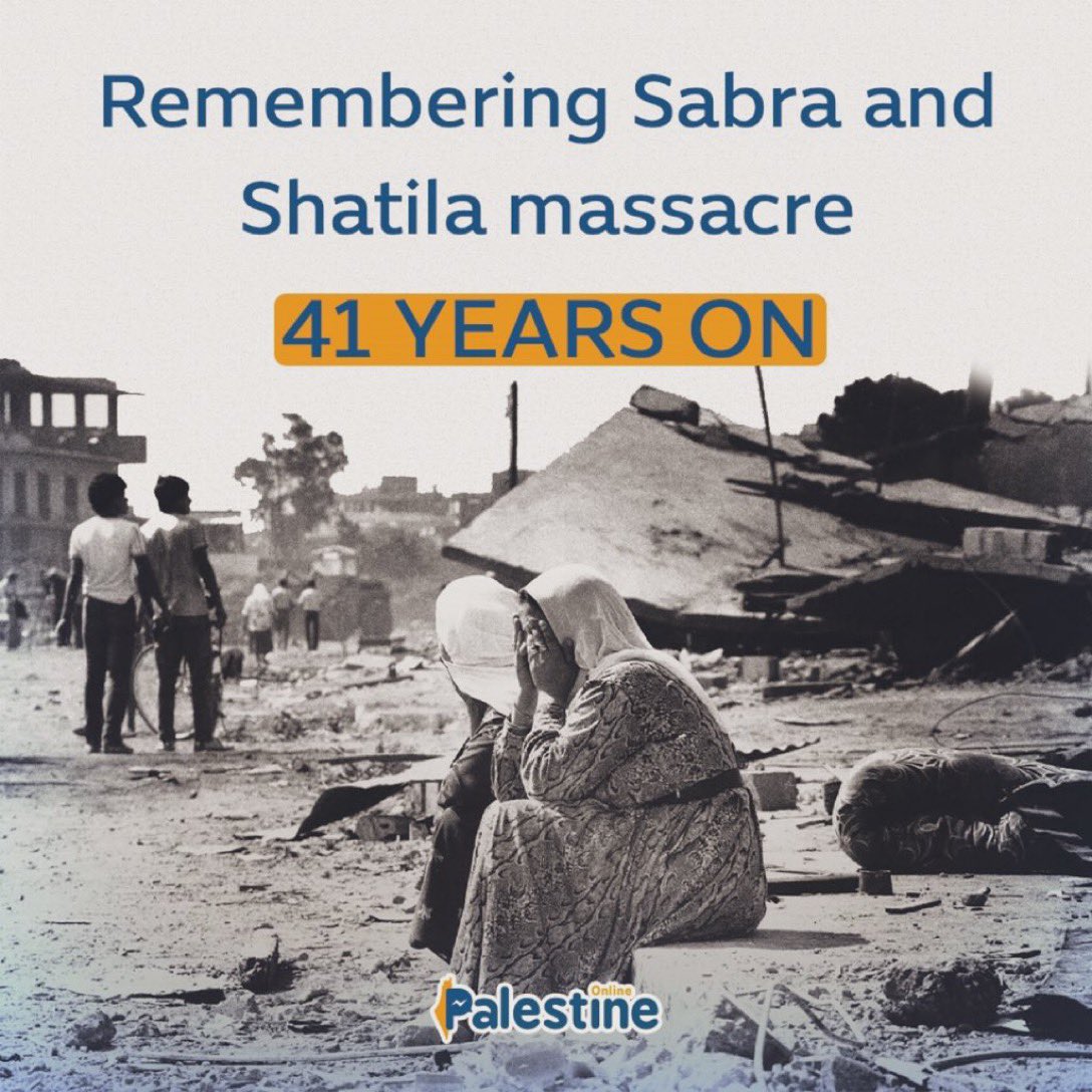 swilkinsonbc's tweet photo. 41 years ago, 3,500 Palestinian and Lebanese citizens were massacred by Christian Militia and israeli troops in the camps of Sabra and Shatila https://t.co/Jr6Is5geQT