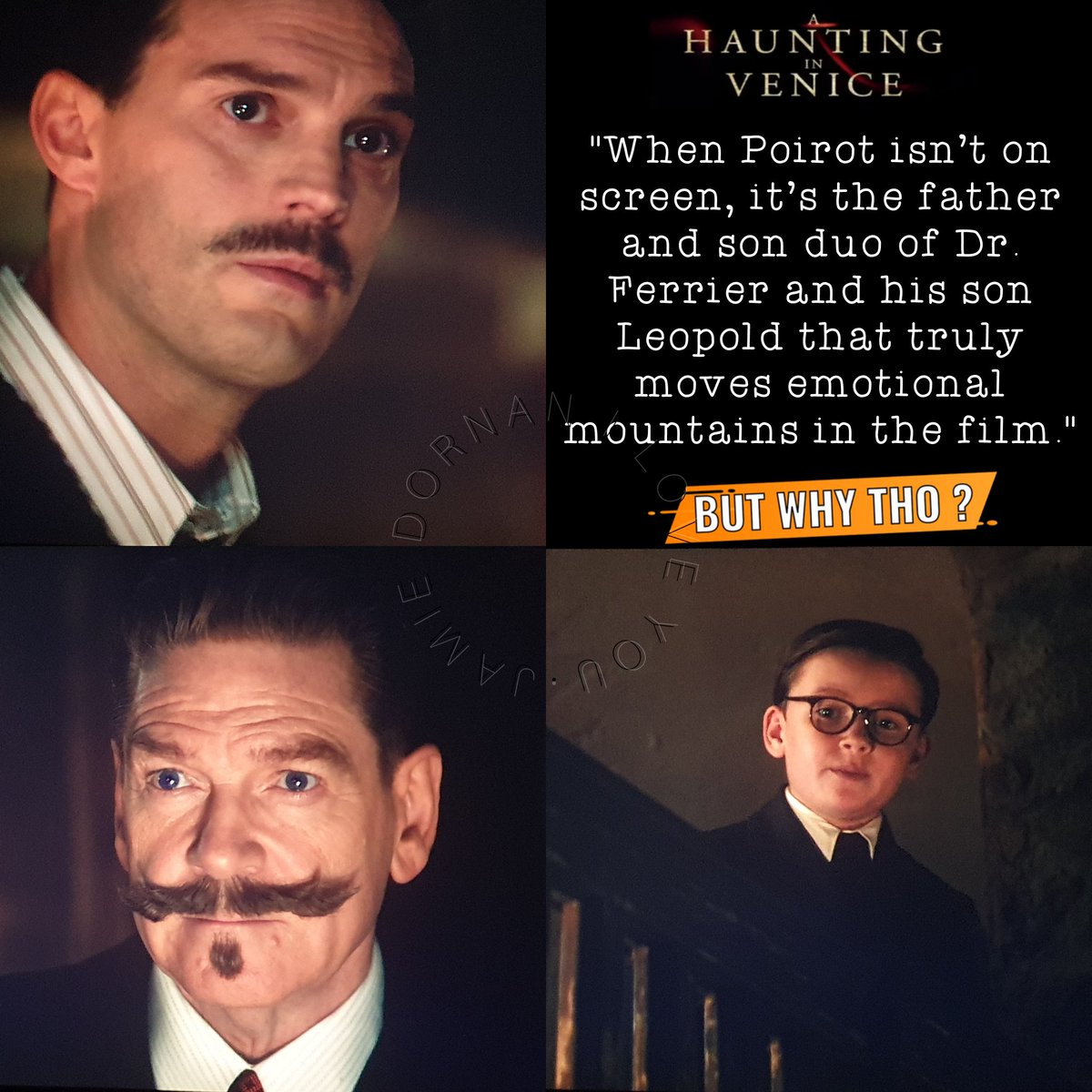 'When #Poirot isn’t on screen, it’s the father and son duo of #DrFerrier and his son #Leopold that truly moves emotional mountains in the film.

💀🕯🥸
🖋 @OhMyMithrandir @ButWhyThoPC 
📸 #AHauntingInVenice #JamieDornan #judehill #KennethBrannagh