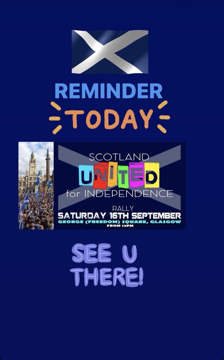Reminder 🏴󠁧󠁢󠁳󠁣󠁴󠁿🏴󠁧󠁢󠁳󠁣󠁴󠁿🏴󠁧󠁢󠁳󠁣󠁴󠁿 Freedom Sq Glasgow 12 midday onwards. Indy Rally with Scottish musicians 🎶🏴󠁧󠁢󠁳󠁣󠁴󠁿💙 #scottishIndependence #HoFUnitedScotland #Glasgowtoday #hopeoverfear #Georgesquare #glasgow