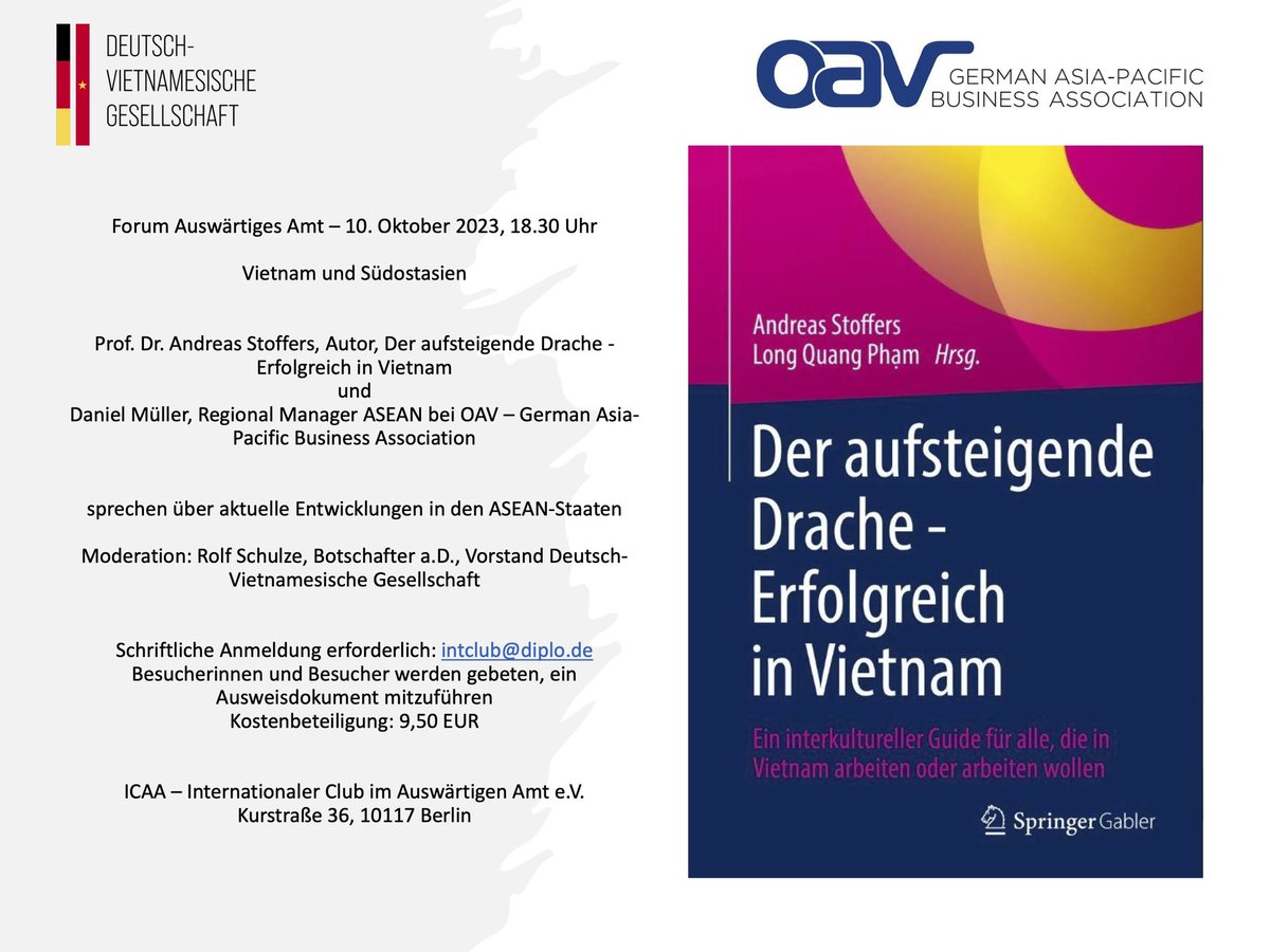 Save the date! <a href="/AuswaertigesAmt/">Auswärtiges Amt</a> #OAV #DVG #Vietnam #ICAA