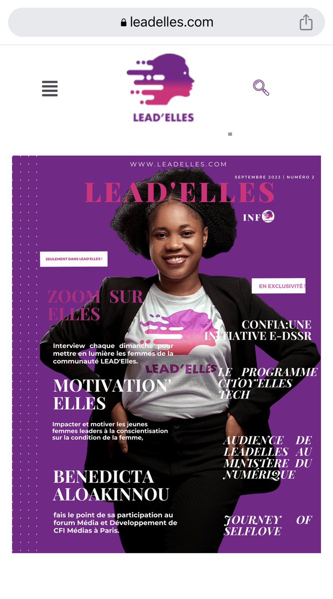 AloakinnouB's tweet image. « Blogger pour le changement »Notre magazine est en ligne avec du contenu et des initiatives extraordinaires. Je suis fière de voir sa version imprimée en main.
Explorez : leadelles.com .
Merci @AFD_France @CFImedias 
#LeadElles #ParticipationCitoyenne #BlogCamp2023