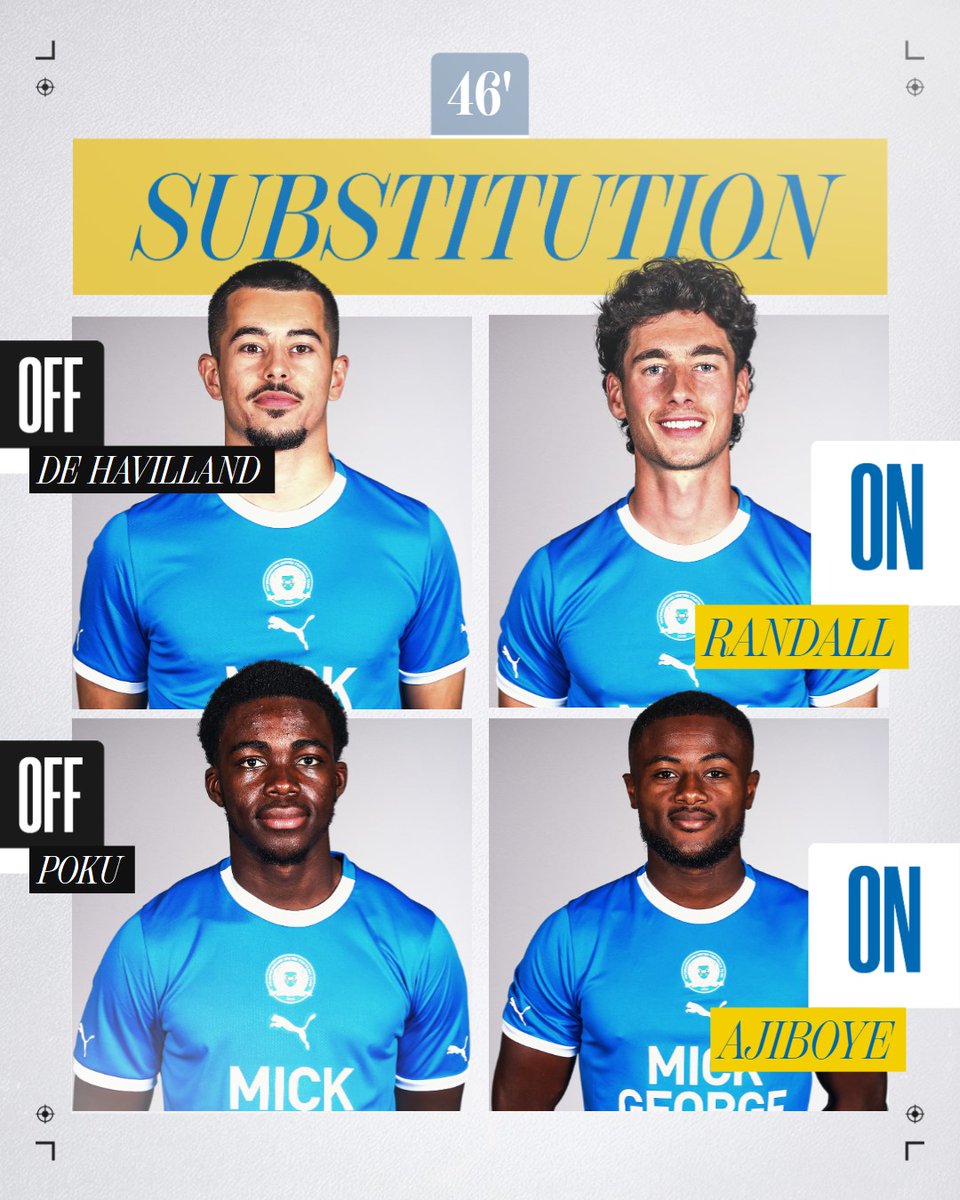 theposh's tweet photo. 46' - Two changes at the break.
β‘οΈ Randall, Ajiboye
β¬
οΈ Poku, De Havilland
π΅ 1-1 π΄ | #PETLNO https://t.co/f3lcKWAQGq