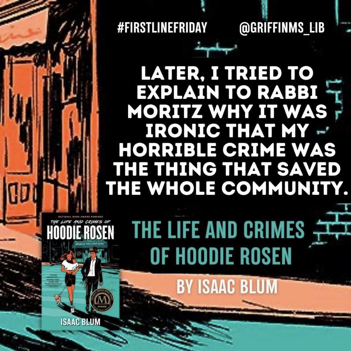 Today is Rosh Hashanah, so happy new year to Hoodie Rosen & his author, @isaacblum_ 'The Life and Crimes...' is a great coming of age story that explores the idea of community, friendship, & respect. #CheckItOut in the library or @sorareadingapp #FirstLineFriday