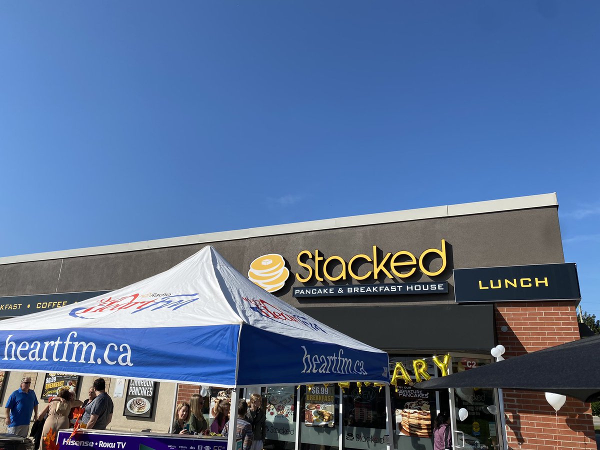 Hungry? Stop by Stacked Pancake & Breakfast House. Fill out a ballot to win $25 gift cards or a UHD Hisense TV. Draws every 15 minutes. On location till 2. Norwich Ave. in the No Frills Plaza. #wdskont