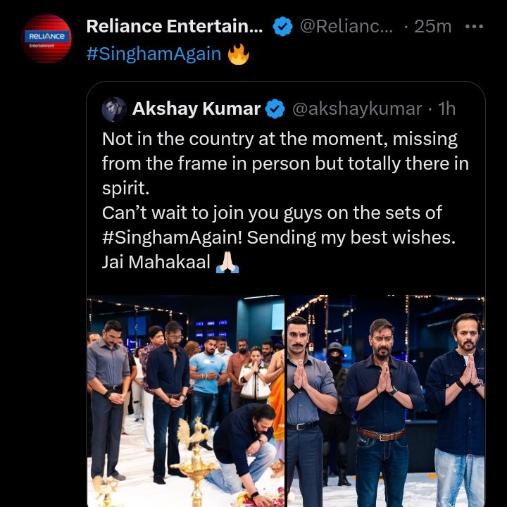 DoctorAshu07's tweet photo. Movie ka producer #RelianceEntertainment bhi Janta hai ki #SinghamAgain movie ka Main Lead Hero #AkshayKumar hi hai.
#AkshayKumar #Sooryavanshi #MainLead https://t.co/B5IJZQEe3d