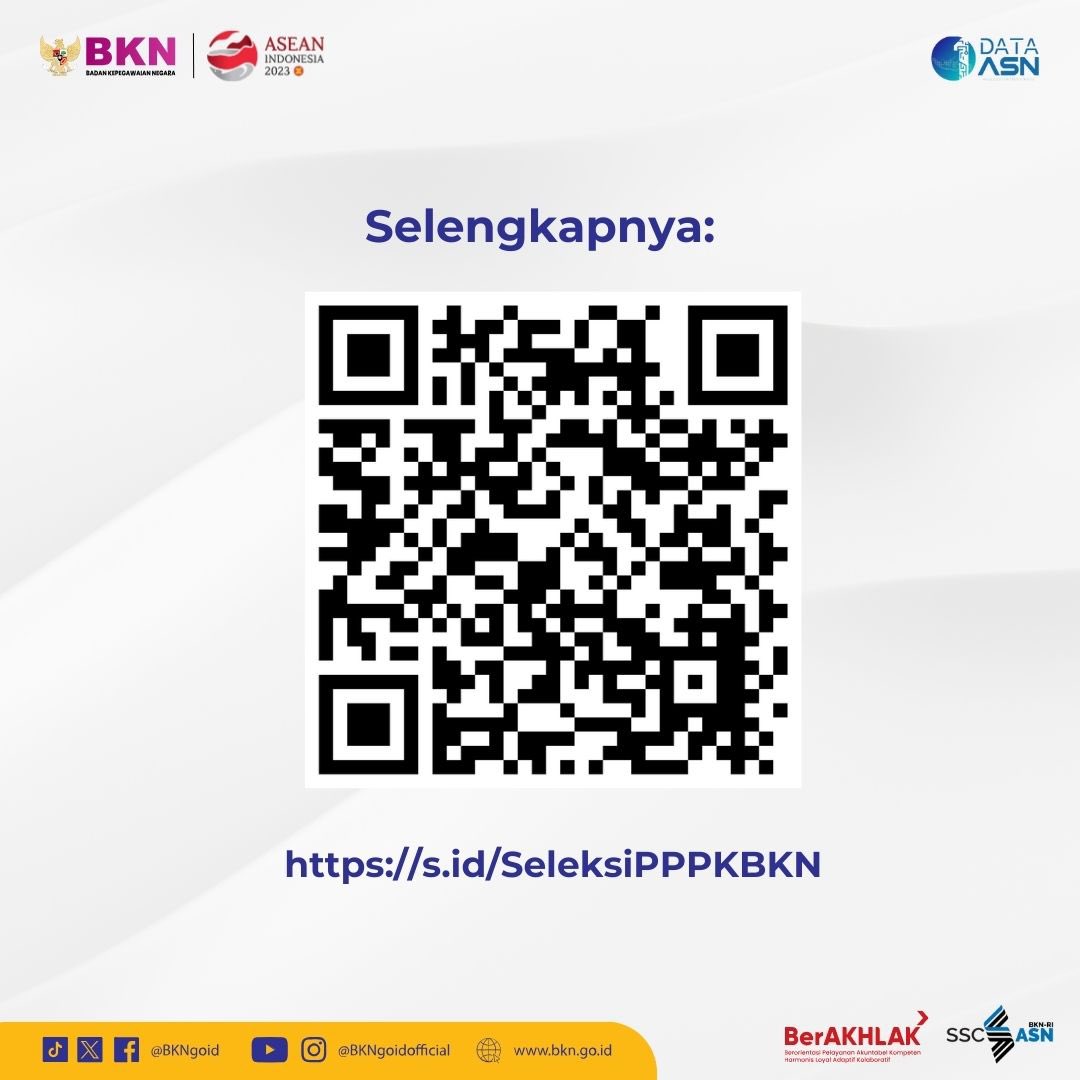 BKNgoid's tweet photo. #SobatBKN, Pendaftaran seleksi CASN dimulai tanggal 17 September besok ya, jika kamu berminat untuk mengikuti seleksi PPPK Tenaga Teknis BKN TA 2023, simak pengumuman selengkapnya hanya di https://t.co/SUsHbDVlXm

#SatuDataASN 
#ASNNetral https://t.co/D8xmFnw4pa