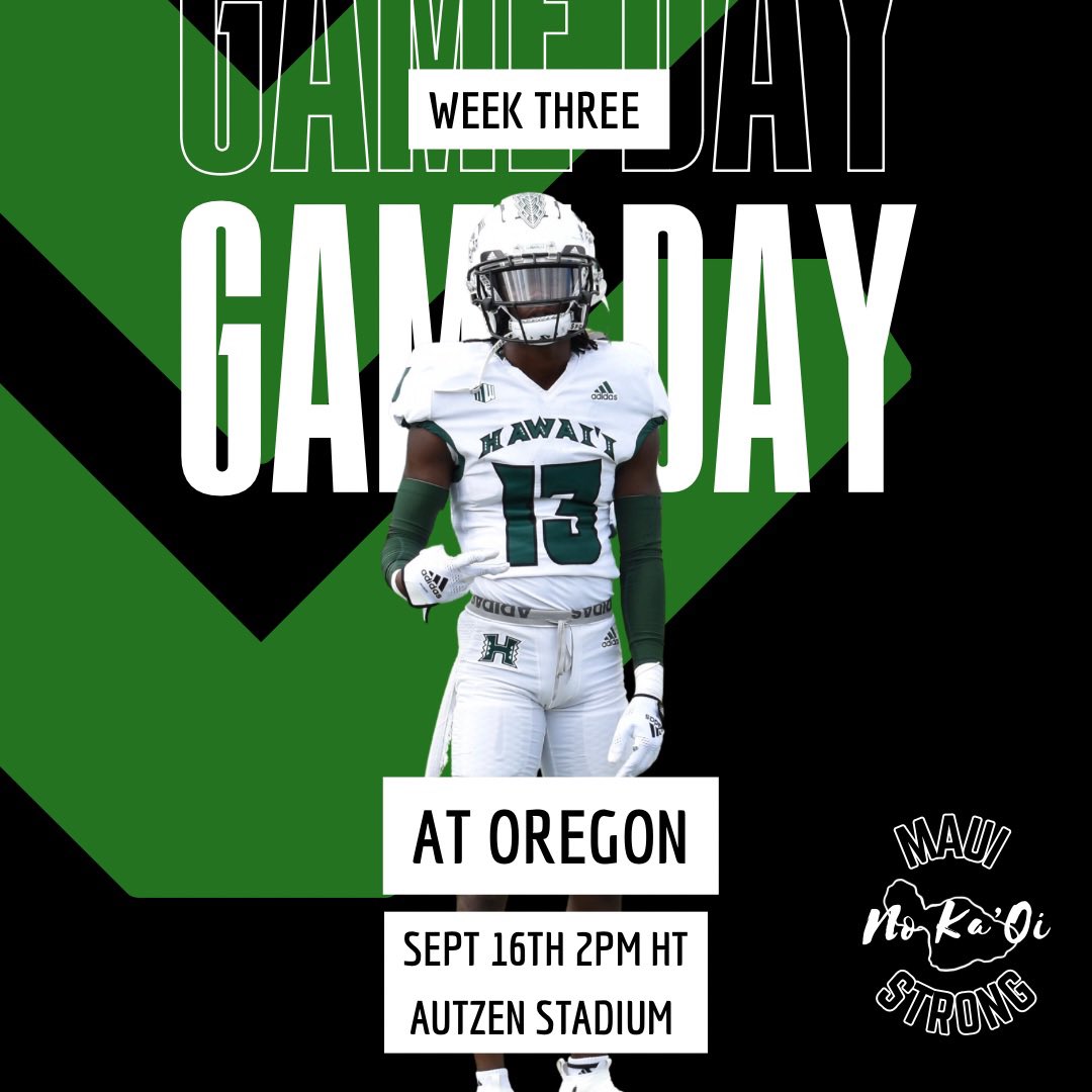 WarriorAccess's tweet photo. It’s Game Day in Eugene, OR. The Rainbow Warriors face the Ducks at 2pm HT and you can watch it on the PAC 12 Network! #BRADDAHHOOD #HawaiiFB https://t.co/5F0He7DWRC