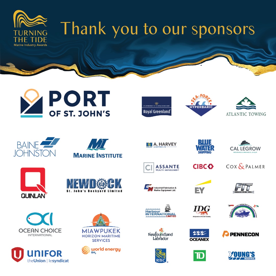 Thursday night, we celebrated the dreamers, doers and innovators making waves in the province’s marine sector. Thank you to our sponsors and valued guests for supporting the 2023 awards! 

Stay tuned for more photos!