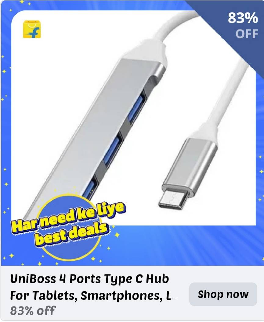 UniBoss 4 Ports Type C USB Hub
Exclusively available on Flipkart